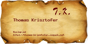 Thomas Krisztofer névjegykártya